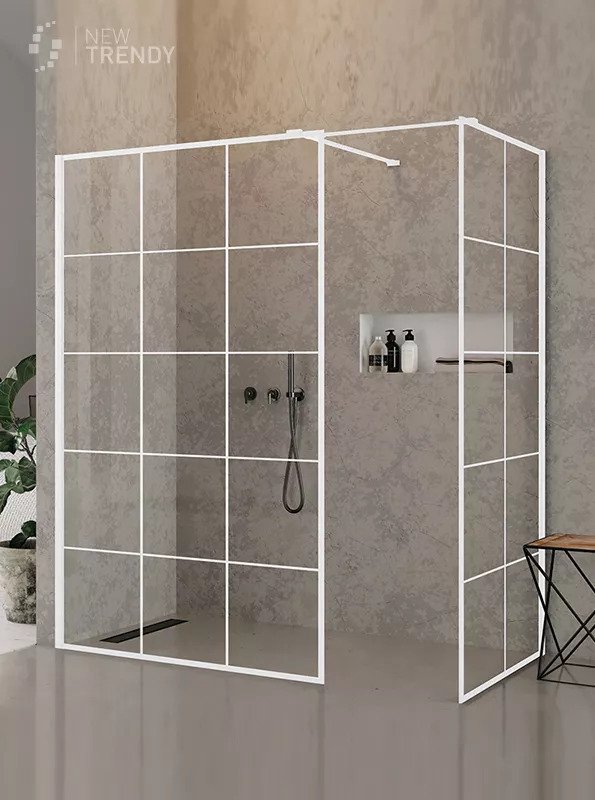New Trendy New Modus White Kabina Walk-in 2 ścianki U 130x100x200 Czyste Kratka 8mm (EXK-2305)